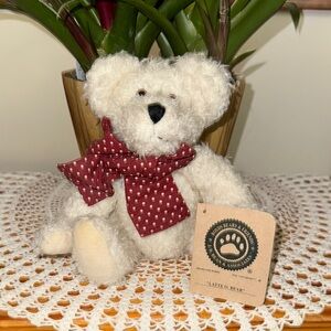 Vintage Boys Bear Cream Teddy with Red Scarf